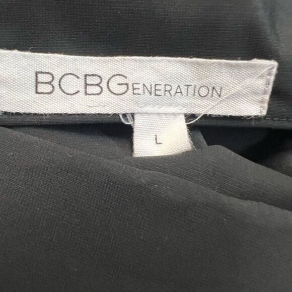 BCBG Generation Black Cowl Back Metallic Sleeve Dress - Size L - Picture 6 of 7